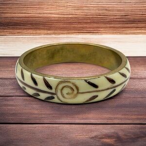 Vintage Cream and Brown Bangle Bracelet
